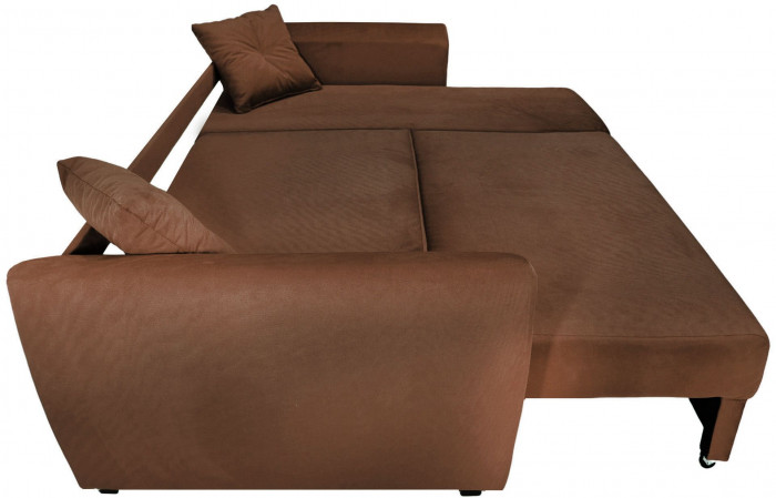Диван-кровать угловой Амстердам Люкс, 160х200, еврокнижка, велюр, коричневый