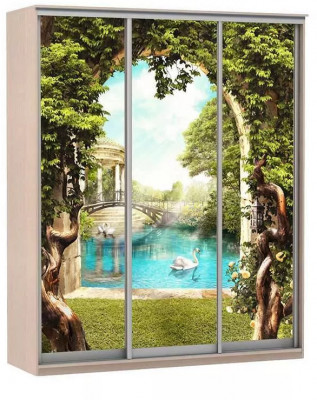 Шкаф купе Модерн 2076х450 3-х дверный 3-х секционный фотопечать №3 ясень