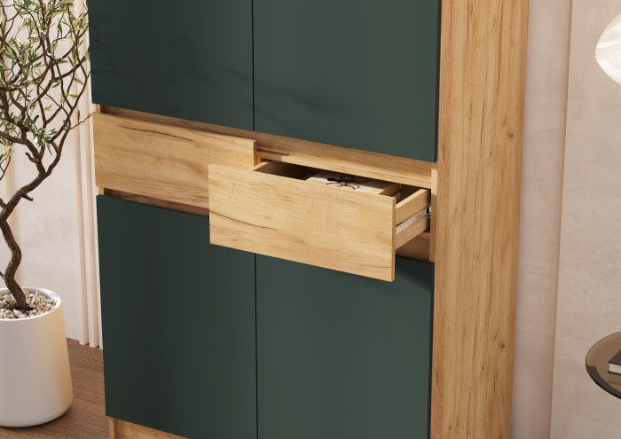 Роджина Шкаф 2-х створчатый, Дуб крафт/Изумрудный