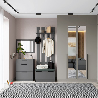 Набор мебели для прихожей "Мадрид", Мокко/Графит серый