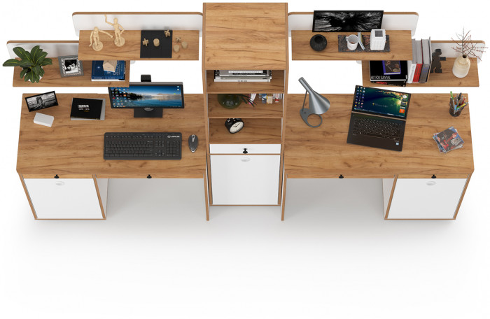 Вуди Компоновка № 12, цвет белый премиум/дуб крафт золотой, ШхГхВ 265х52,7х180,3 см., универсальная сборка