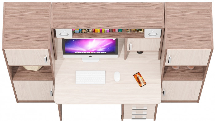 С-МД-СК9 Компоновка № 02, цвет ясень шимо светлый/ясень шимо тёмный, ШхГхВ 188х70х160 см., НЕ универсальная сборка