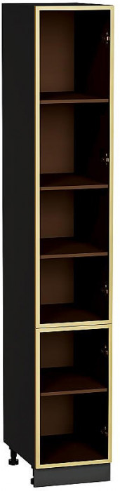 Кухонный гарнитур Фьюжн-08, МДФ, 340 см, Графит/Штормовой шелк, стеклополки (Мрамор горный)