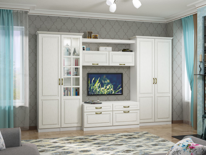 Ливерпуль Шкаф для одежды + карниз, цвет ясень ваниль/белый, ШхГхВ 100х41,4х220,3 см.(без учёта карниза), 108,2х43,5х223,5 см.(с карнизом)