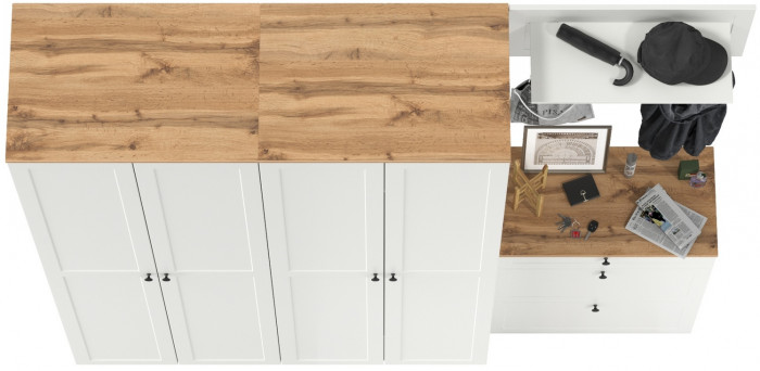 Остин Прихожая 29, белый шагрень/дуб крафт золотой