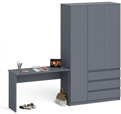 Мори Стол письменный МСП1200.1 + Шкаф МШ1200.1, цвет графит, ШхГхВ 240,8х50,4х209,6 см., универсальная сборка