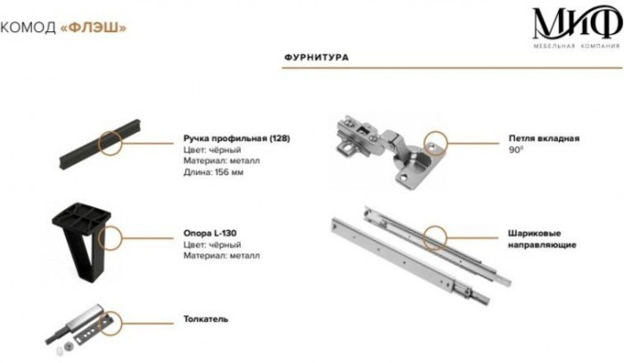 Комод Флэш Браш Вайт/Дуб Крафт (Крафт/ Браш Вайт)