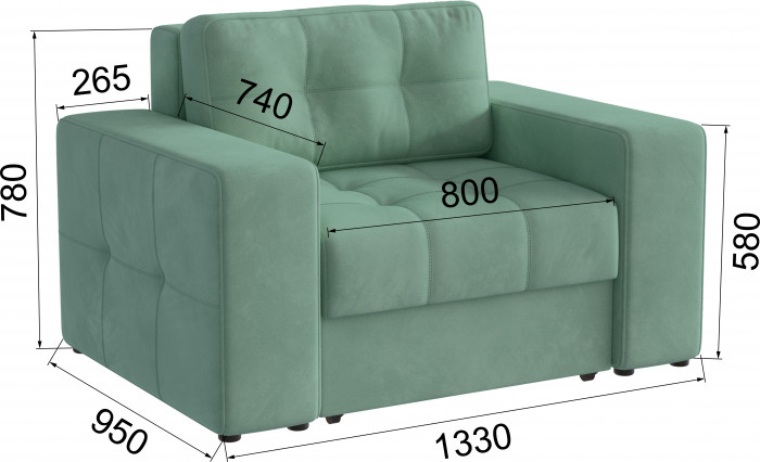 Кресло-кровать Верден, Мятный