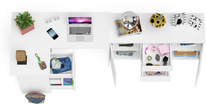 Мори компьютерный стол МС-16 левый + Комод МК1200.3, белый