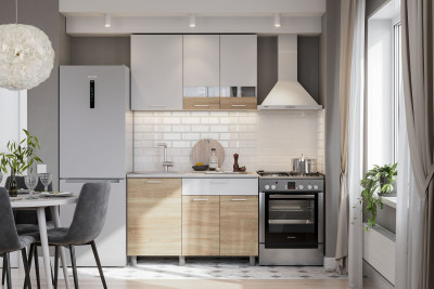 Готовая кухня КГ 4 (1.2 м), Белый, Дуб сонома