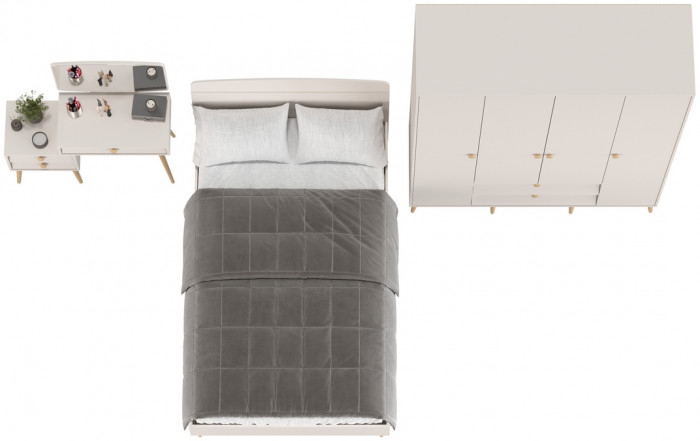 Афина Спальня 10-1200, цвет кашемир серый, сп.м. 1200х2000 мм., б/м, основание есть - фанера