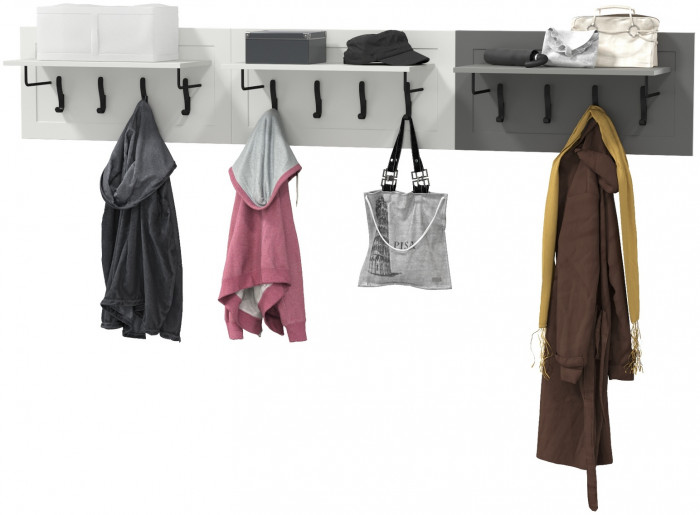 Остин 15.12 Вешалка + 15.12 Вешалка + 15.12 Вешалка, белый шагрень/серый графит