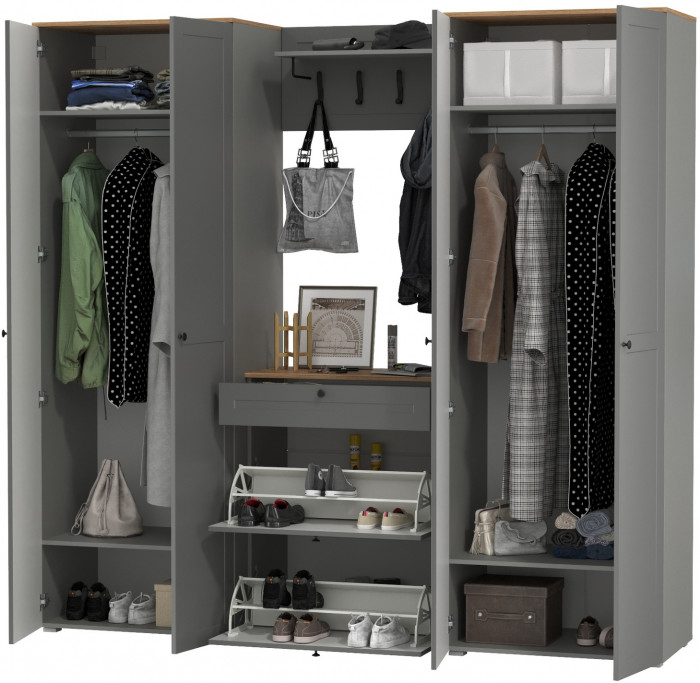 Остин Прихожая 29, серый графит/дуб крафт золотой