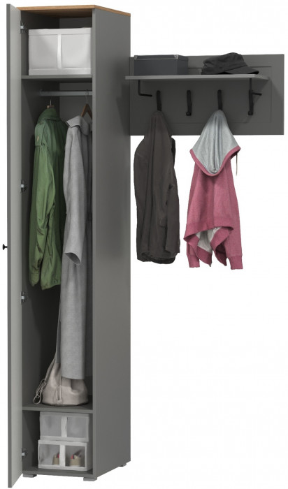 Остин Прихожая 13, цвет серый графит/дуб крафт золотой, ШхГхВ 119,7х54,3х229,6 см., универсальная сборка