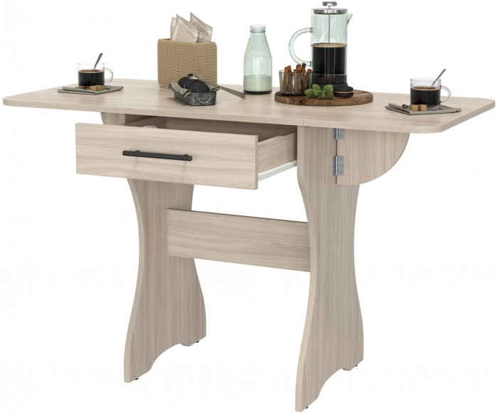 Стол обеденный раскладной с ящиком 6-02.120ТМяс.св, ясень шимо светлый