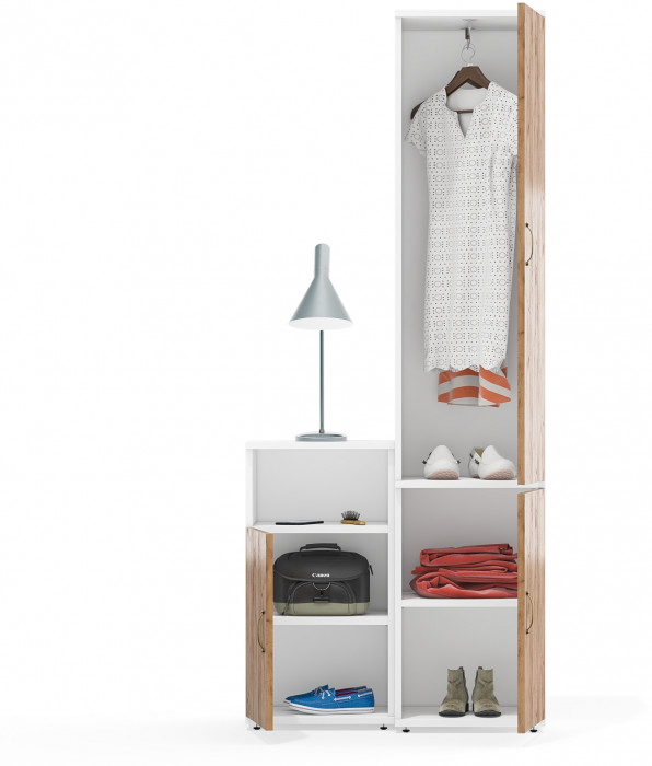 Лидер-8 Пенал МД 21Б + Тумба МД 3.19, белый шагрень/крафт золото