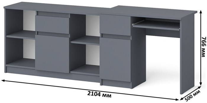 Мори компьютерный стол МС-1 левый + Тумба МТВ1204.1, графит
