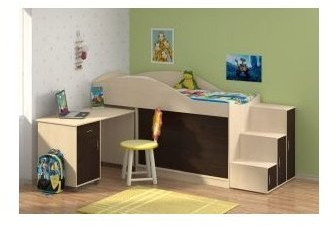 Детская кровать-чердак Дюймовочка-3 без лестницы, Дуб молочный / Венге