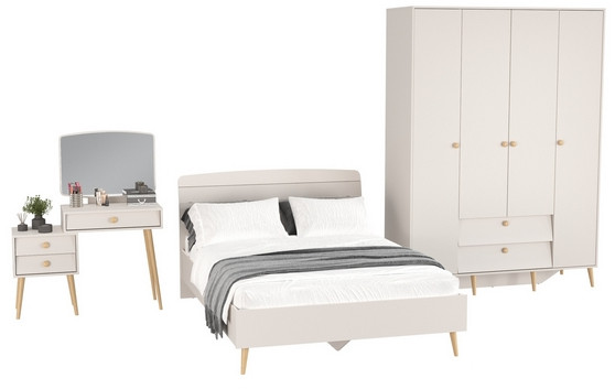 Афина Спальня 10-1400, цвет кашемир серый, сп.м. 1400х2000 мм., б/м, основание есть - фанера