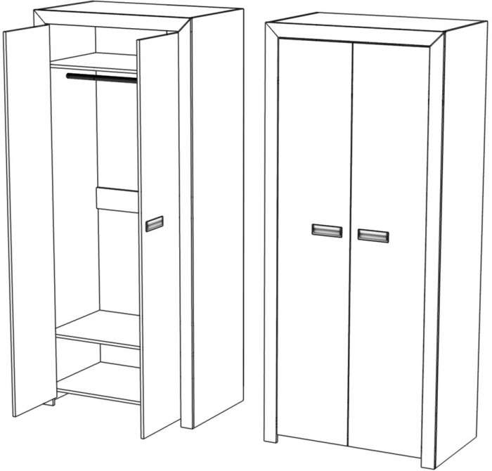 Шкаф двухдверный "Эстель" - Сосна шале/Бетон спаркс