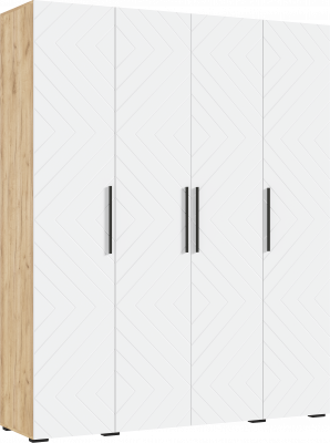 Флэш Шкаф 4-х ств. 1800 браш вайт/дуб крафт