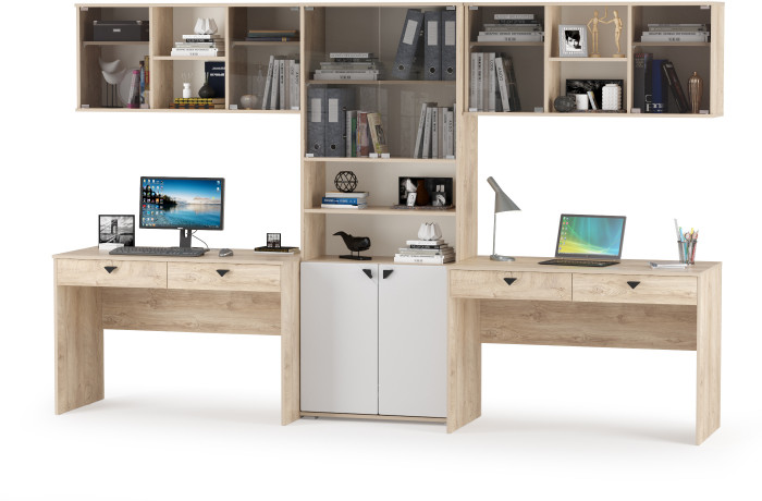 КР100 Бостон № 18, цвет дуб эндгрейн элегантный/фасады МДФ милк рикамо софт, 12.69+10.51+13.156+12.69+10.51, ШхГхВ 307,2х57,2х194,4 см.