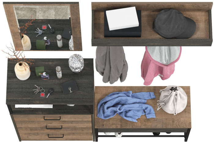 Трувор Прихожая 189, цвет дуб гранж песочный/интра, ШхГхВ 146х37х195 см., универсальная сборка