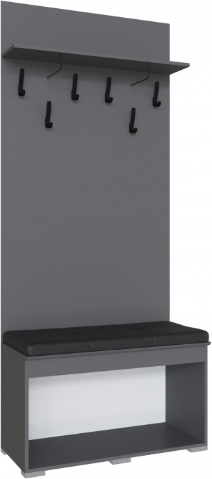 Плейона Тумба с вешалкой графит серый