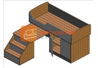 Детская кровать-чердак Дюймовочка-2, Дуб молочный / Оранжевый