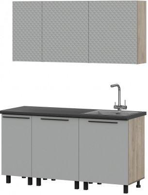 Кухня Этна 1.6 м. Комплект 3, софт грей гиза