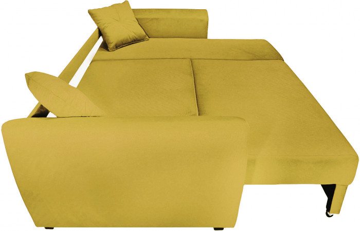 Диван-кровать угловой Амстердам Люкс, 160х200, еврокнижка, велюр, желтый
