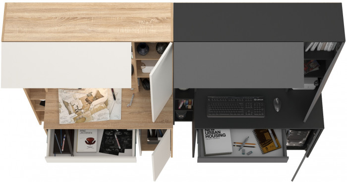 Два стола компьютерных Комфорт 12.71, дуб сонома/белый/антрацит/тёмно-серый