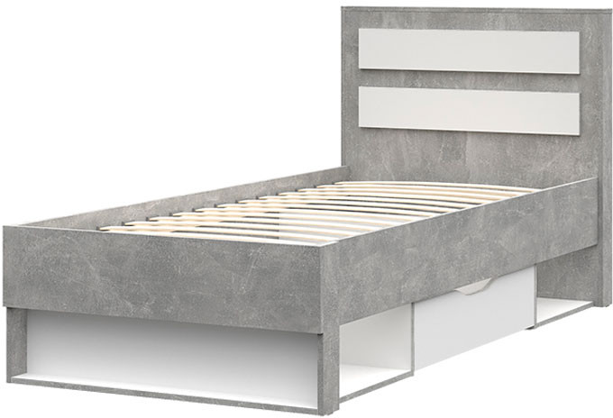 Денвер КР-01 Кровать 0,9х2,0 (970х986х2110) ателье светлый/белый