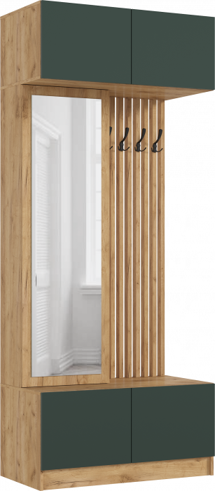 Модульная прихожая Роджина, Дуб крафт/Изумрудный