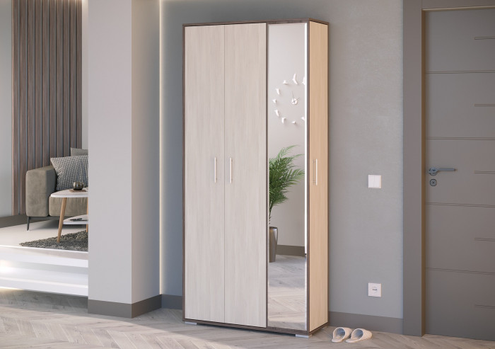 Прихожая 2-3421бод.тем/св Домино-мини, цвет бодега тёмный/бодега светлый, ШхГхВ 88х36х202 см., универсальная сборка