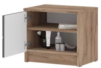 ОРЕГОН ТБ 03 Тумба прикроватная (450х400х340) Фасад МДФ АСФАЛЬТ СУПЕРМАТ,ДУБ КРАФТ ТАБАЧНЫЙ/Корпус ДУБ КРАФТ ТАБАЧНЫЙ