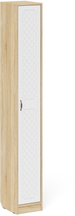 Прихожая П-6 Компоновка № 26, цвет дуб сонома/фасады МДФ белое дерево фрезеровка ромб, ШхГхВ 150х50х210 см., универсальная сборка