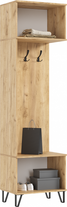 Флэш Прихожая Шкаф с вешалками (Браш Мени Грин, Дуб Крафт)