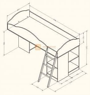Кровать-чердак Дюймовочка-5.2, Венге