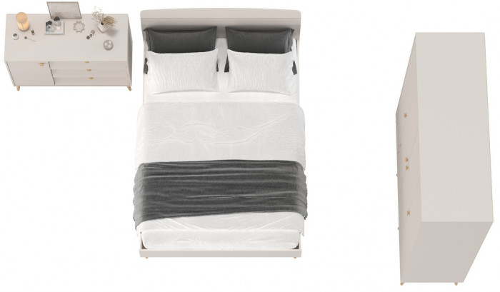 Афина Спальня 11-1400, цвет кашемир серый, сп.м. 1400х2000 мм., б/м, основание есть - фанера