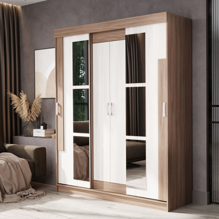 Андрей-Е (ФЕЯ) шкаф-купе (1600*2100*520 мм) ясень шимо темный/ясень шимо светлый