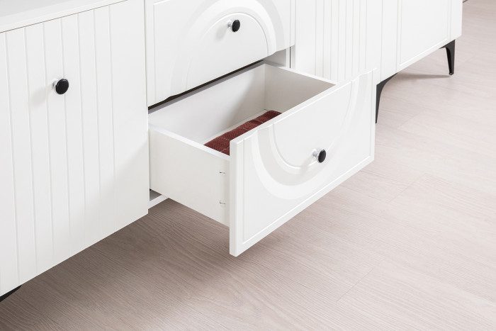 Валенсия Гостиная № 054, ЛДСП белый шагрень/МДФ белый шагрень