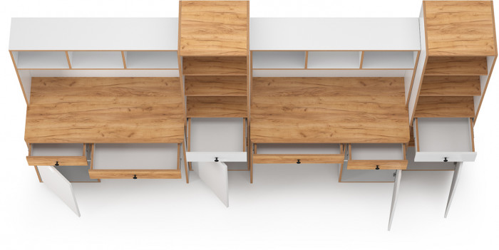 Вуди Компоновка № 17, цвет белый премиум/дуб крафт золотой, ШхГхВ 310х52,7х180,3 см., универсальная сборка