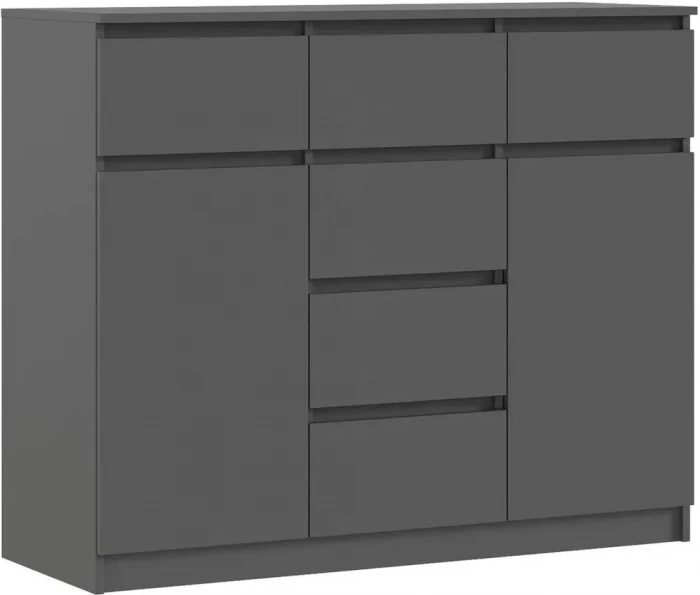 Челси Комод 1200 (2 двери 6 ящика) Графит (графит)