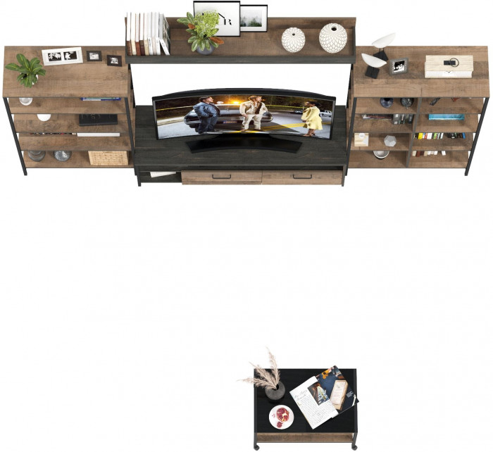 Трувор Гостиная 141, цвет дуб гранж песочный/интра, ШхГхВ 322,6х45,4х195 см. + 70х45х46 см., универсальная сборка