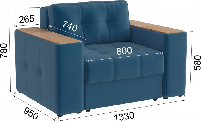 Кресло-кровать Виконт, Атлантида/Дуб канадский МДФ