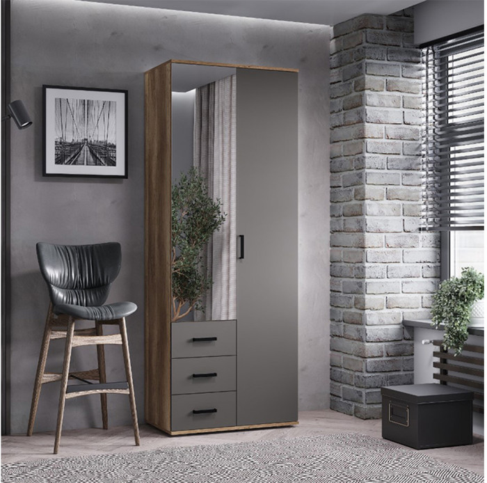 Шкаф 2-х створчатый "Вегас" ШК-03 дуб каньон/графит