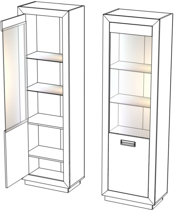 Шкаф-витрина (левое исп.) "Эстель" - Сосна шале/Бетон спаркс