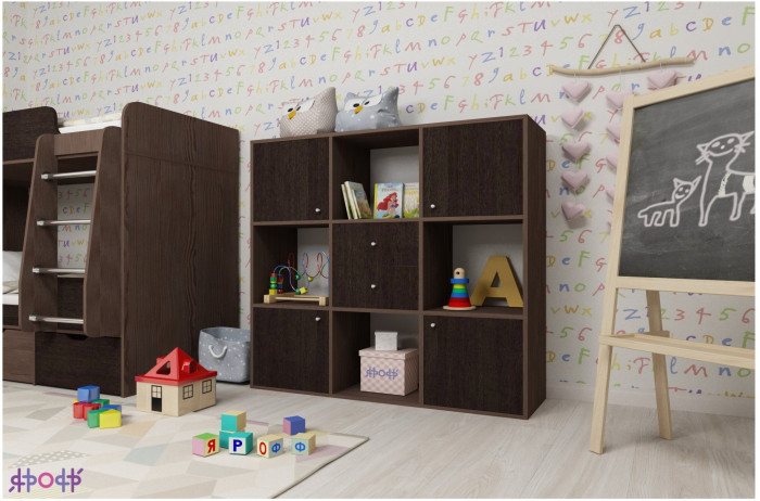 Стеллаж Джери (Дуб молочный/Оранжевый)