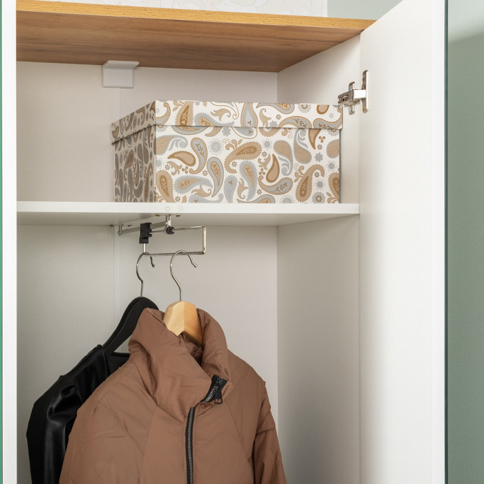 Октава Прихожая 36, цвет белый шагрень/дуб крафт золотой/фасады МДФ белый шагрень, ШхГхВ 258,6х35,4х197,6 см., универсальная сборка